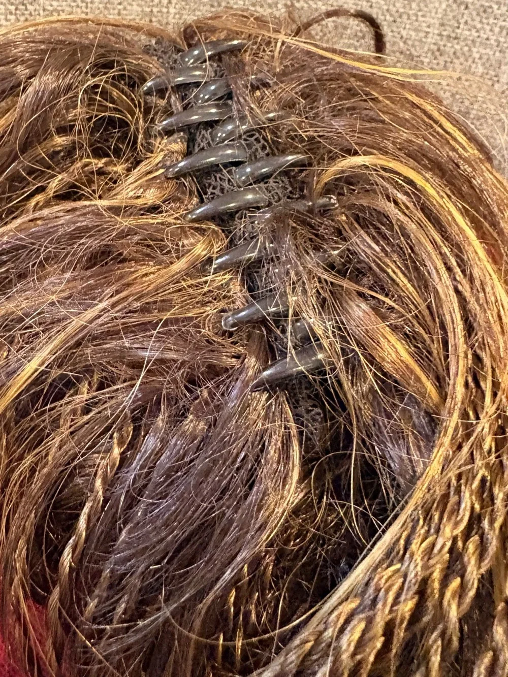 Pre Own Braided Ponytail Extension Ombre Brown Blonde Hairpiece w/Claw Clip-18”